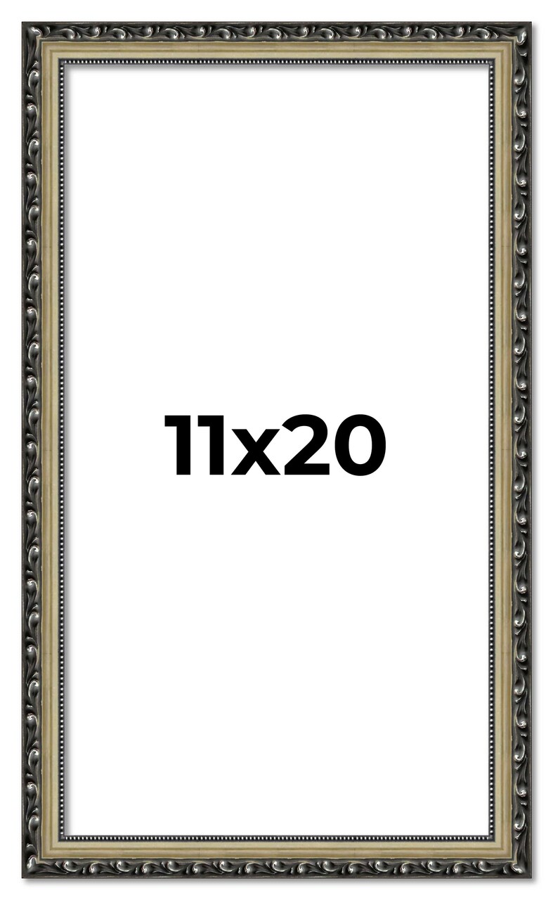 11x20 Museum-Quality Picture Frame with UV-Resistant Acrylic & Acid-Free Backing, Available in 4 Finishes - Gold, Silver, Bronze, and Black